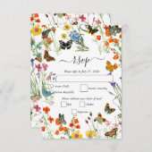 水彩野草蝶フローラ結婚ズ 出欠カード (正面/裏面)