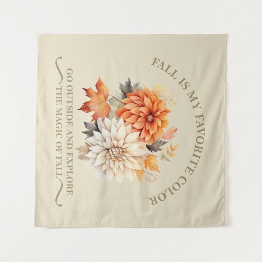 水彩野草離れ秋秋引用文 タペストリー (正面(横))