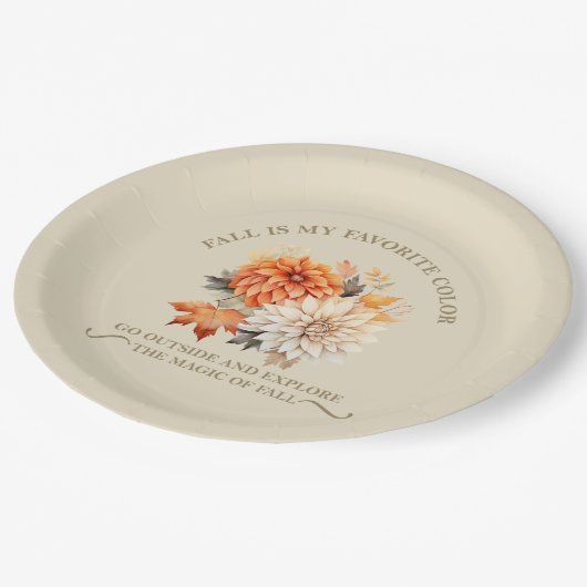 水彩野草離れ秋秋引用文 ペーパープレート (アングル)