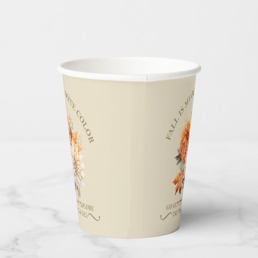 水彩野草離れ秋秋引用文 紙コップ (右)