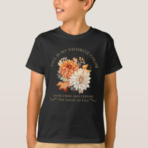 水彩野草離れ秋秋引用文 Tシャツ