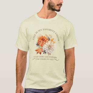 水彩野草離れ秋秋引用文 Tシャツ