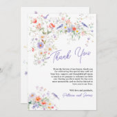 水彩野草鳥赤ちゃんシャワーありがとう サンキューカード (正面/裏面)