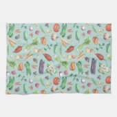 水彩野菜とスパイスパターン キッチンタオル (横)