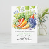 水彩野菜の恵まれた赤ちゃんシャワー 招待状 (スタンド正面)