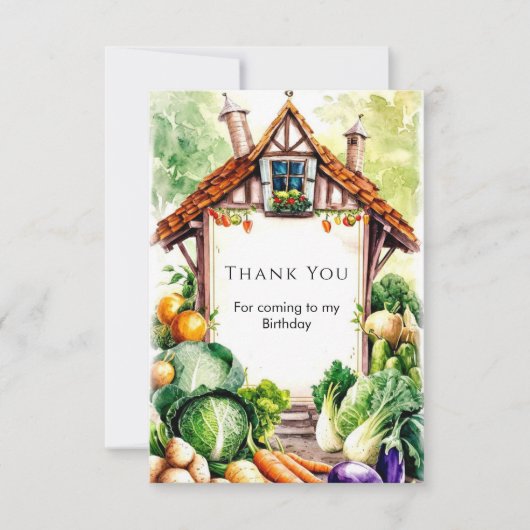 水彩野菜ファーマーズマーケット誕生日 サンキューカード (正面)