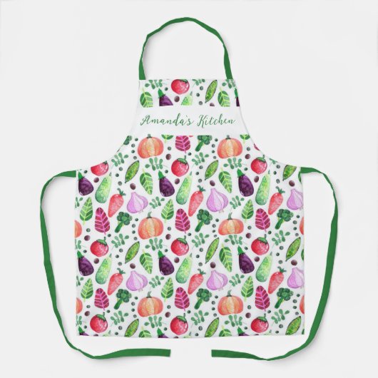 水彩野菜園模様エプロン エプロン (正面)