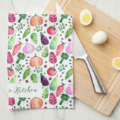 水彩野菜園模様エプロン キッチンタオル (四つ折り)