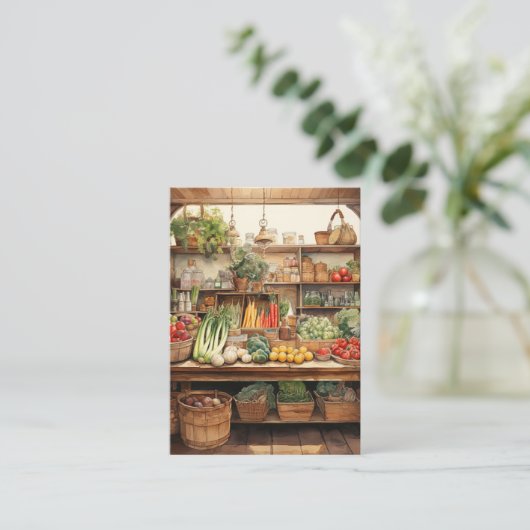 水彩野菜店背景 名刺 (スタンド正面)