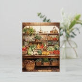 水彩野菜店背景 箔シーズンポストカード (立ち正面)