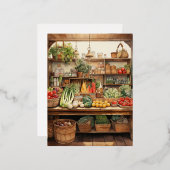 水彩野菜店背景 箔シーズンポストカード (正面/裏面)