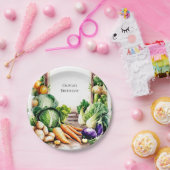 水彩野菜農家市場誕生日 ペーパープレート (パーティー)