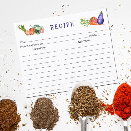 水彩野菜、料理レシピカード