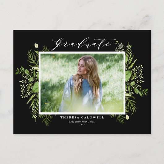 水彩野葉ブラックフォト卒業 ポストカード (正面)