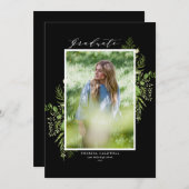 水彩野葉ブラックフォト卒業 招待状 (正面/裏面)