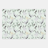 水彩野鳥植物性日本の自然模様 ラッピングペーパーシート (正面2)