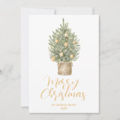 水彩金ゴールドお洒落ツリーメリークリスマス シーズンカード (正面)