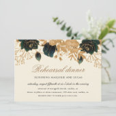 水彩金ゴールドとグリーンバラリハーサルディナー 招待状 (スタンド正面)