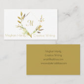 水彩金ゴールドとグレーフレーム 名刺 (正面/裏面)