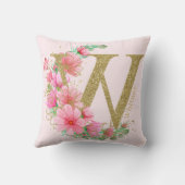 水彩金ゴールドとフローラモノグラム文字W クッション (裏面)