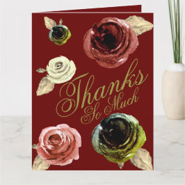 水彩金ゴールドとブルゴーニュの台本ありがとう サンキューカード