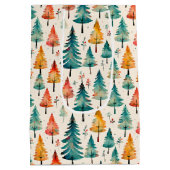 水彩金ゴールドと緑のクリスマスツリー ミディアムペーパーバッグ (裏面)