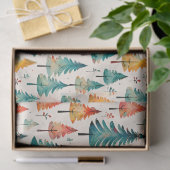 水彩金ゴールドと緑のクリスマスツリー 薄葉紙 (ギフト)