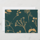 水彩金ゴールドと緑のバラが日付を保存 招待状 (裏面)