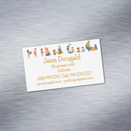 水彩金ゴールドアップル先生、インストラクター家庭教師 マグネット名刺 (インサイチュ)