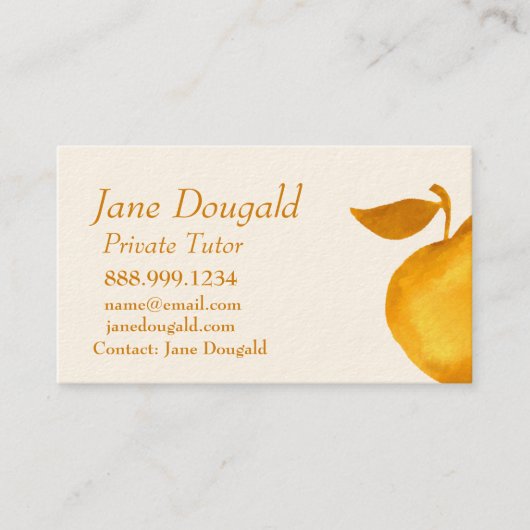 水彩金ゴールドアップル先生、インストラクター家庭教師 名刺 (正面)
