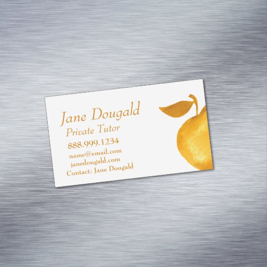 水彩金ゴールドアップル先生、インストラクター家庭教師Bu マグネット名刺 (インサイチュ)