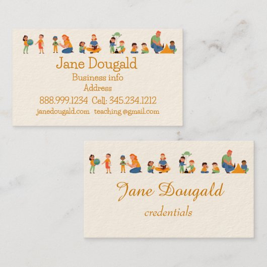 水彩金ゴールドアップル先生、インストラクター家庭教師Bu 名刺 (正面/裏面)