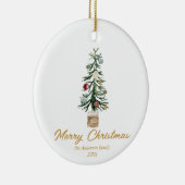 水彩金ゴールドオーナメントツリーメリークリスマス セラミックオーナメント (右)