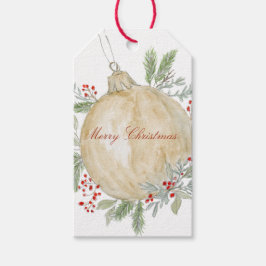 水彩金ゴールドクリスマスオーナメント ギフトタグ
