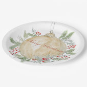 水彩金ゴールドクリスマスオーナメント ペーパープレート (アングル)