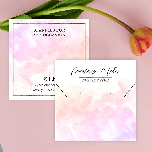 水彩金ゴールドグリッターブレスレットイヤリングディスプレイ スクエア名刺