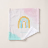 水彩金ゴールドグリッターレインボー バスタオルセット (ウォッシュタオル)