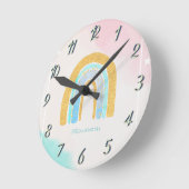 水彩金ゴールドグリッターレインボー ラウンド壁時計 (傾斜)