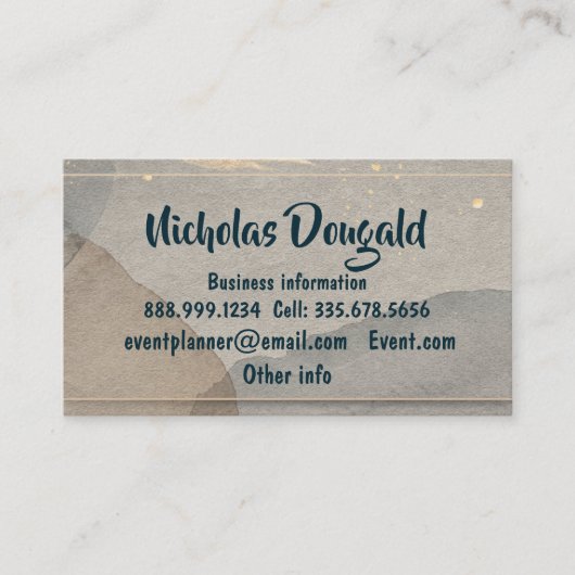 水彩金ゴールドグレーフォーマルシンプル職業 名刺 (正面)