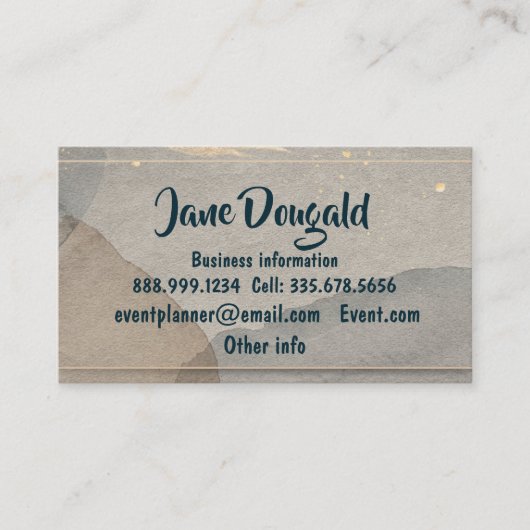 水彩金ゴールドグレーフォーマルシンプル職業 名刺 (正面)