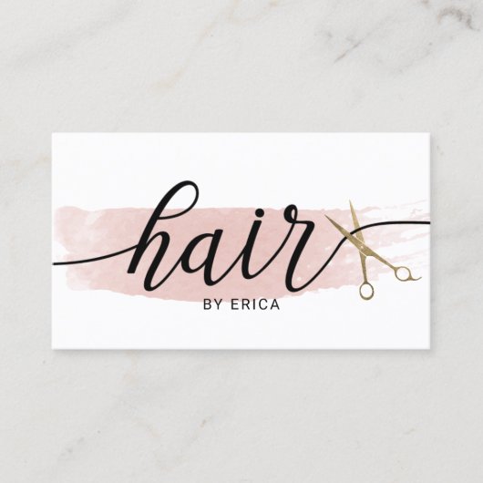 水彩金ゴールドシザーエレガントタイポグラフィヘア 名刺 (正面)
