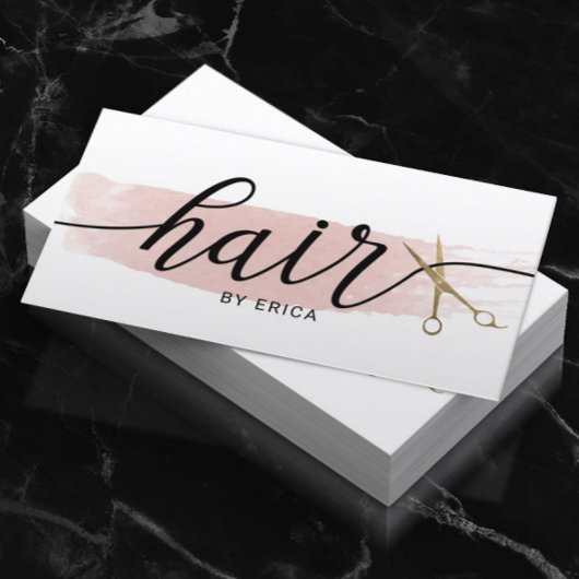 水彩金ゴールドシザーエレガントタイポグラフィヘア 名刺