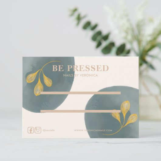 水彩金ゴールドシック押し付けオン爪、 ネイル表示カード サンキューカード (スタンド正面)