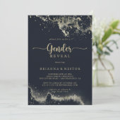水彩金ゴールドスプラッシュジェンダーの表示パーティー 招待状 (スタンド正面)