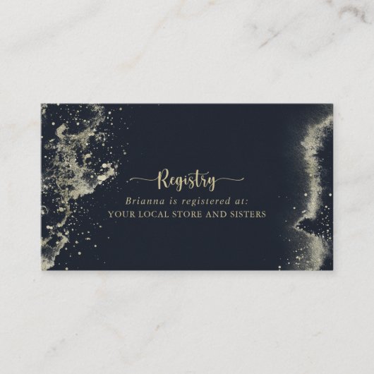 水彩金ゴールドスプラッシュ結婚のギフトレジストリ エンクロージャーカード (正面)