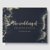 水彩金ゴールドスプラッシュ結婚書道 ゲストブック (正面)