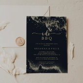 水彩金ゴールドスプラッシュI do BBQ婚約パーティ 招待状