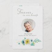 水彩金ゴールドターコイズフローラ写真ありがとう サンキューカード (正面/裏面)