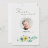 水彩金ゴールドターコイズフローラ写真ありがとう サンキューカード (正面)