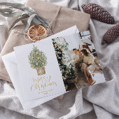 水彩金ゴールドツリー写真メリークリスマス シーズンカード